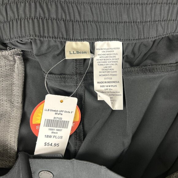 L.L.Bean Women’s Comfort Trail Shorts size 18W Plus NWT Sunsmart UPF 50+ Black - Picture 11 of 11